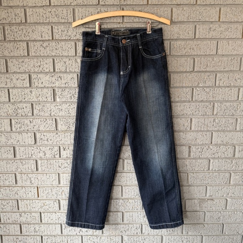 Vintage Y2k Boys Southpole Jeans Sz 10 Baggy Skater Grunge Wide Leg Contrast
